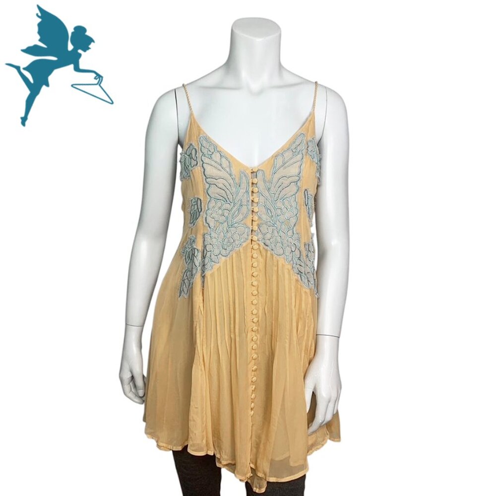 FREE PEOPLE Apricot Coloured Romantic Victorian Button Front Tunic